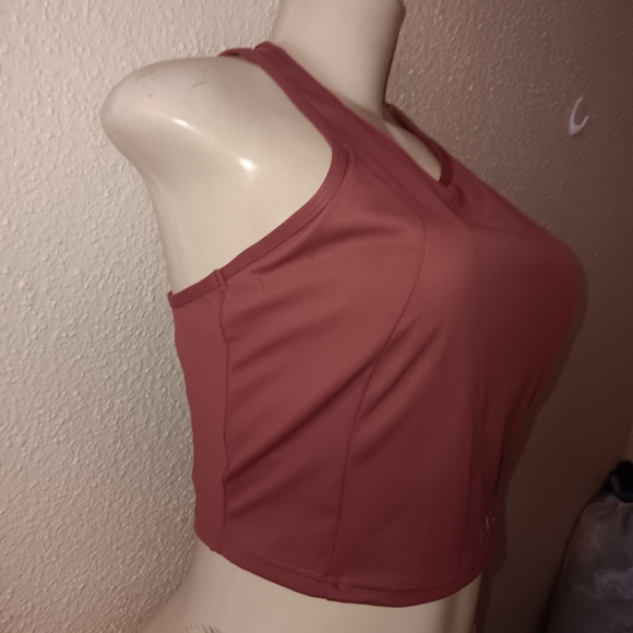 Ladies VAI21 Vest Top  Size 10 Cropped Khaki Tank Gym Running Yoga - Picture 3 of 6